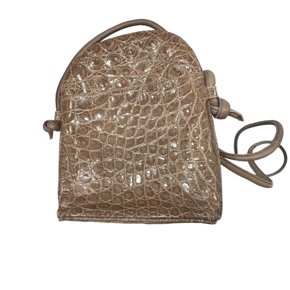 TITTI DELL'ACQUA MAXIMA TAN ALLIGATOR CROSSBODY PURSE W FRONT ZIP POCKET - Picture 13 of 16